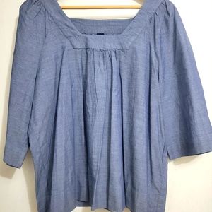 Gap Women's 3/4 Sleeve Denim Peasant Blouse, Size XL